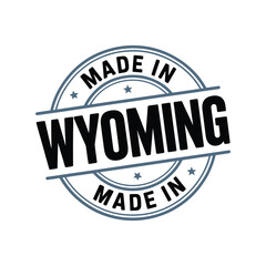 Obraz premium A circular badge declaring products are made in the state of wyoming