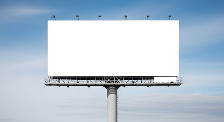 Blank White Billboard Mockup Outdoor with Blue Sky – Clean Advertising Space
