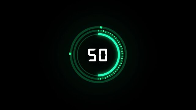 Advanced digital countdown timer glows. Countdown timer stays. This digital countdown timer with segmented ring and number 30 provides a futuristic clock for digital interface.