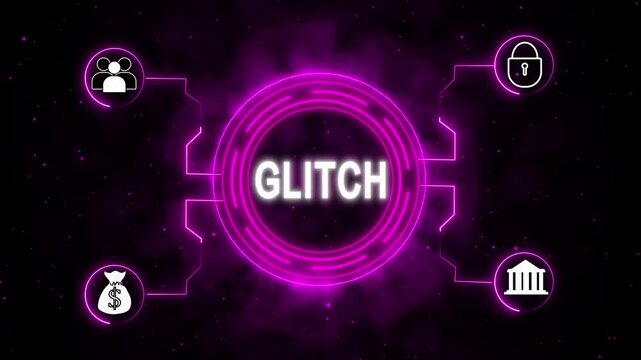 Digital glitch technology concept render glows. Glitch technology concept stays. This glitch technology concept render represents modern digital errors and artistic tech visuals.