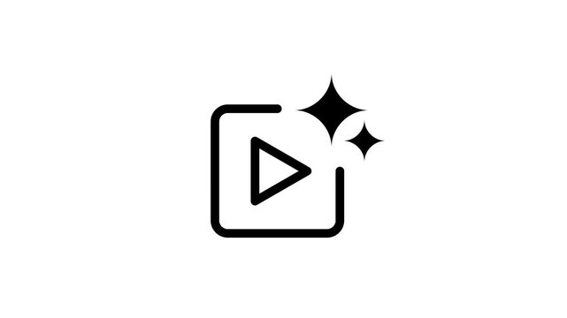 play icon, video play icon animation on Transparent background with alpha channel. 4k video. Video and audio music play button animation