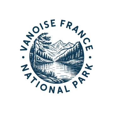 Vanose national park france a scenic mountain and lake emblem