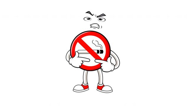Animated No Smoking Sign Character