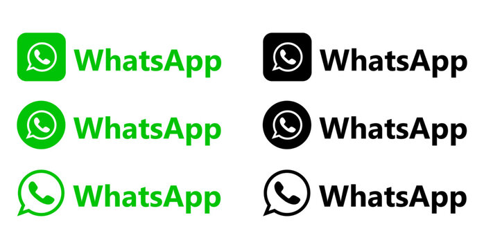 whatsapp logo set in diffrent styles. social media icons messaging app whatsapp icon set for editorial use.