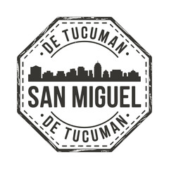 Fototapeta premium Vintage stamp featuring the skyline of san miguel de tucuman argentina