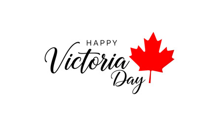 Fototapeta premium Happy Victory Day text with red maple leaf symbol isolated on transparent background