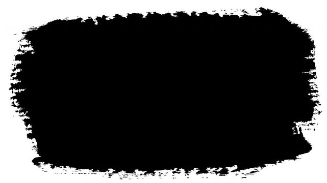 Grunge Texture Frame Overlay.Abstract black and white grunge border with scratches and paint splatters.Abstract grunge brush stroke texture animation on white.