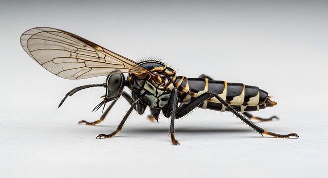 Macro Studio Shot of a Realistic Wasp Insect Model.