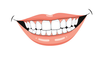 Fototapeta premium Close up view of a healthy human smile featuring clean white teeth and pink lips representing dental hygiene and orthodontic care.
