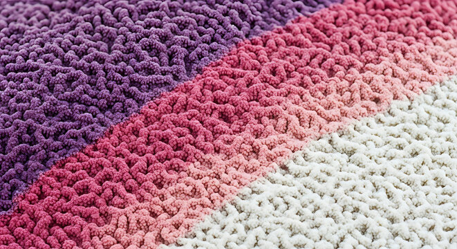 Soft Textured Knitted Blanket Background, Colorful Striped Chenille Fabric Close-up for Home Decor and Textile Design, Cozy Wool Texture Backdrop