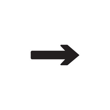 Bold solid black right arrow icon &mdash; flat glyph directional pointer symbol, vector design for navigation, UI, infographics, signage, and web applications