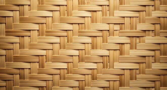 Close-up of a tightly woven natural bamboo texture pattern.