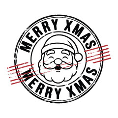 Vintage christmas seal with santa claus face and holiday greetings © HABIBULLA