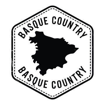 Stamp depicting the basque country with map and text elements