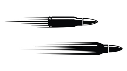 A speeding bullet graphic with motion lines stark black silhouette © Md