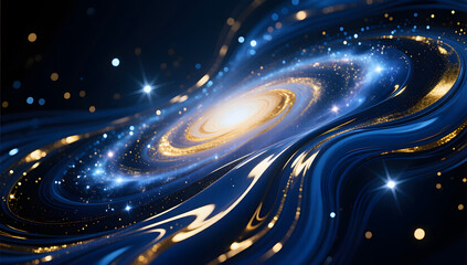 Fototapeta premium Galaxy themed fluid art pigment showing a deep starry sky