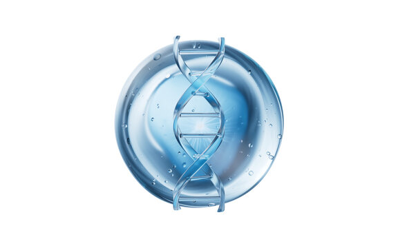 Biology DNA with liquid bubble, 3d rendering.