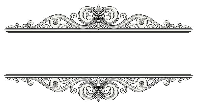 Elegant vintage decorative frame with intricate scrollwork and floral elements designed for invitations or formal documents.