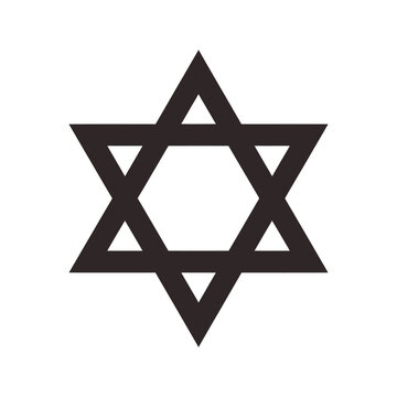 A stark black star of david symbol on a plain white background