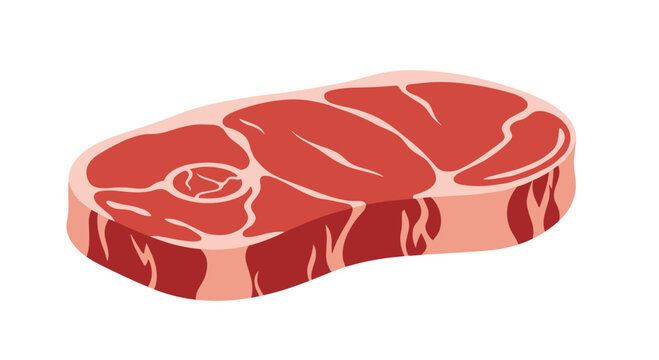 Large raw beef steak with marbled fat and red meat texture ready for cooking on a white background for food and butchery concepts.