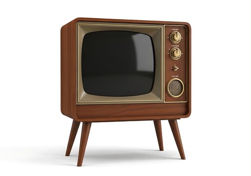 A vintage television set with a wooden cabinet and retro-style controls