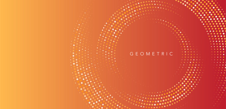 Abstract halftone circles, orange and yellow background vector illustration