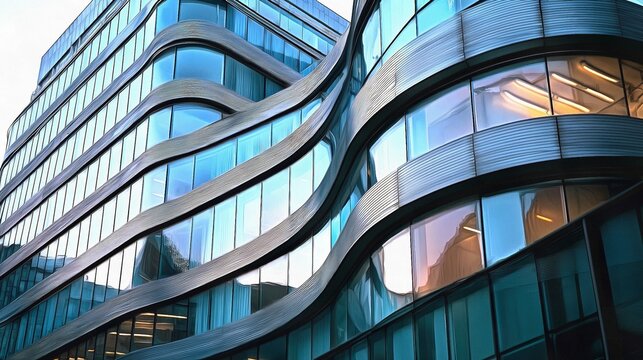 Office building in Organic architecture style architecture in an urban environment cityscape