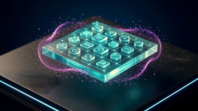 AI Design System Content Generator Macro Close-up with Component Token Grid for Enterprise Design System Technology
