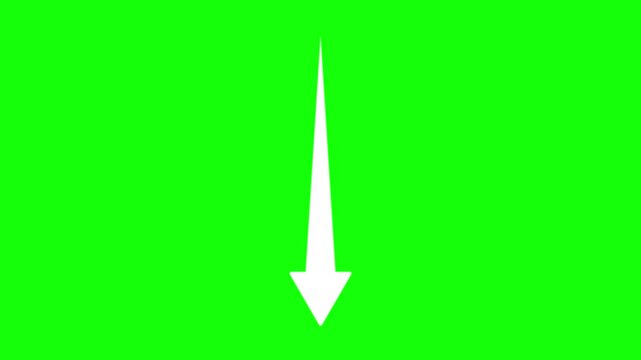 Vertical Arrow Extending Downward in 1 Second on Green Background