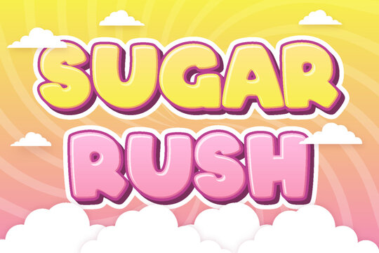 sugar rush logo text product cartoon style editable text effect font style template typography design