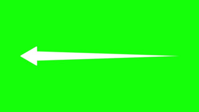 Horizontal Arrow Sliding from Right to Left in 1 Second on Green Background
