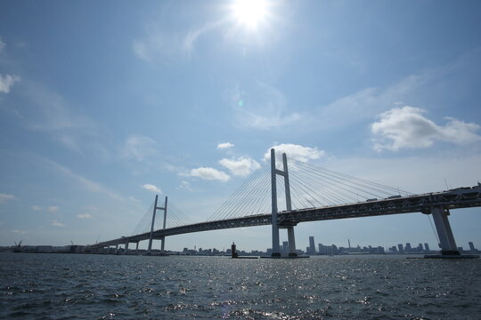 日本, 横浜, 港, 海, 橋, ベイブリッジ, 水, シティ, 空, 入り江, ランドマーク, 旅行, 交通