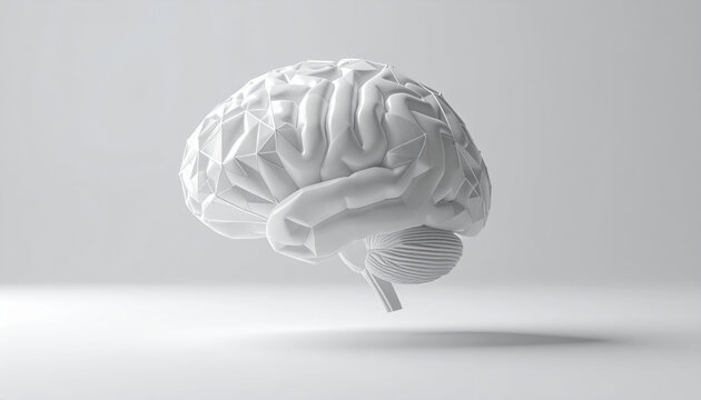 Ai brain model ethical ai development artificial intelligence concept neural network technology innovation 3d render white background minimal