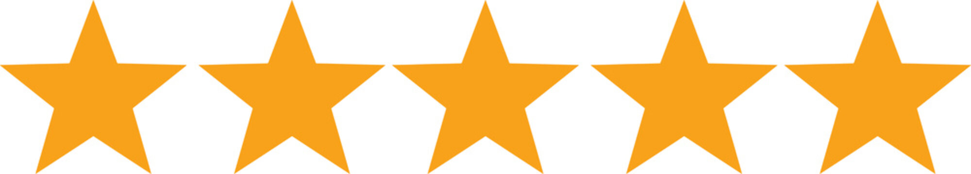 Yellow five Star icon on transparent background