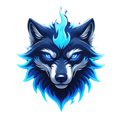 Fototapeta premium Blue fire wolf icon