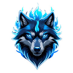 Fototapeta premium Blue fire wolf icon