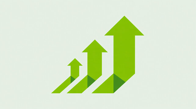 A green arrow graph showing growth and progress on a white background