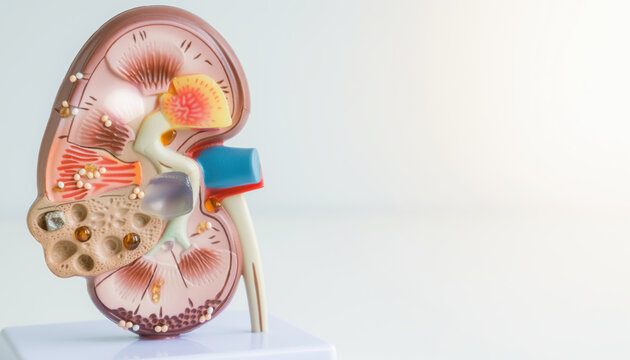 Kidney stone disease anatomy model medical urinary system teaching model showing kidney stone disease anatomy white background
