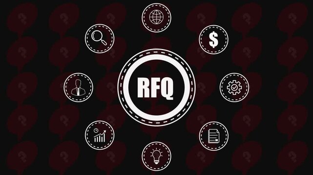 Radio Frequency R F Concept with Business and Technology on Dark Background with Question Marks.