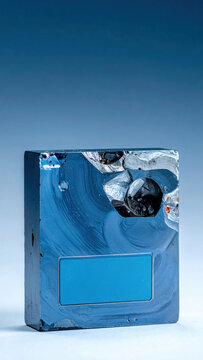 Nuclear fusion research metal block laboratory industrial blue reflection nuclear fusion research metal block laboratory setting with blue