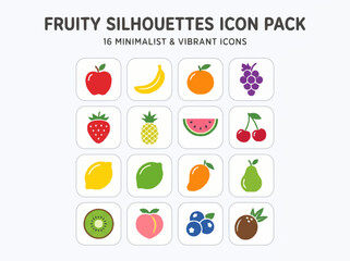 Obraz premium Fruity Silhouettes Icon Pack 16 Minimalist & Vibrant Icons for Fresh Designs