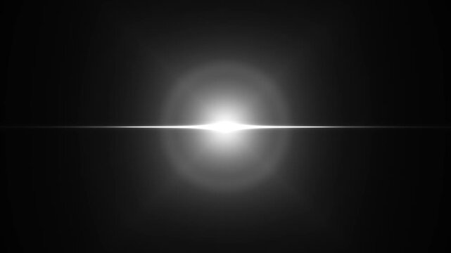 Horizontal Light Beam or lens flare Flash Animation on Black Background Cinematic Energy Line Motion Graphic for Sci Fi and Light Effects