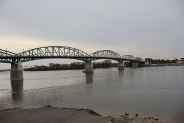 Naklejka premium The Maria Valeria Bridge connecting Hungary and Slovakia over the Danube
