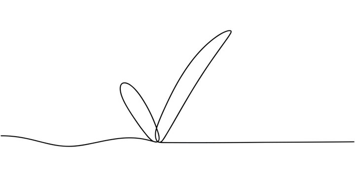 Single black line forming a check mark symbol on white background checkmark sign correct
