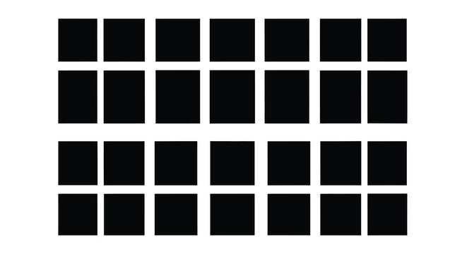 A grid of twenty five black squares is displayed on a plain white background forming a pattern