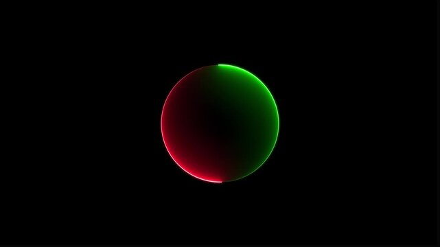 Glowing Red Green Sphere on Black Background Neon Light Effect 3 D Rendering Technology Concept glowing sphere.