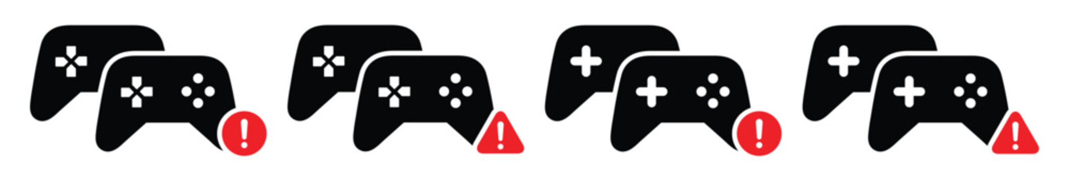 Joystick warning icon. Game console error set icon, vector illustration