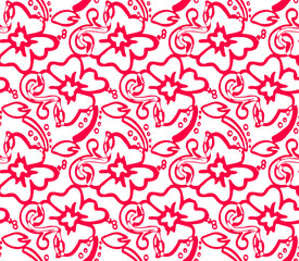 Fototapeta premium seamless red floral paisley pattern on white background for textile design