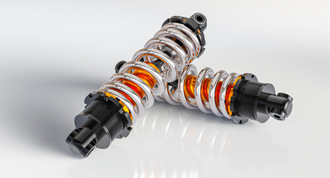 shock absorbers with coil springs 3d