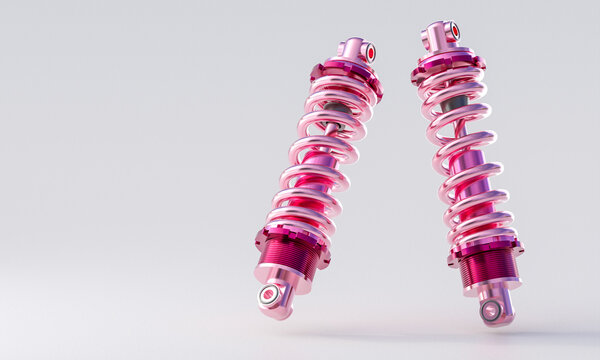 Pink car shock absorbers suspension 3d